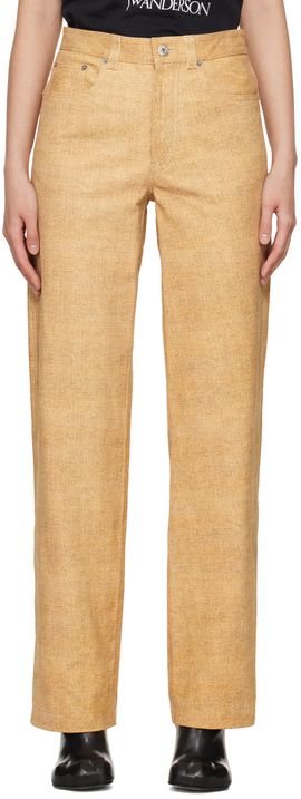 JW Anderson JW Anderson Beige Straight-Fit Leather Pants