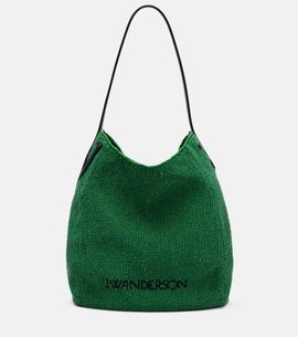 JW Anderson JW Anderson Bulb Small beaded leather-trimmed shoulder bag