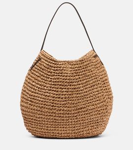 JW Anderson JW Anderson Bulb XL leather-trimmed raffia shoulder bag