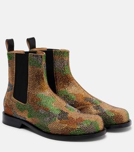 JW Anderson JW Anderson Camouflage embellished suede Chelsea boots