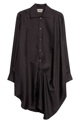 JW Anderson JW Anderson Draped Long Sleeve Silk Tuxedo Shirtdress