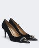 JW Anderson JW Anderson Embellished leather-trimmed suede pumps - 1