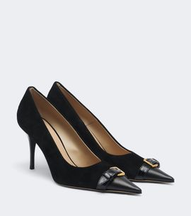 JW Anderson JW Anderson Embellished leather-trimmed suede pumps