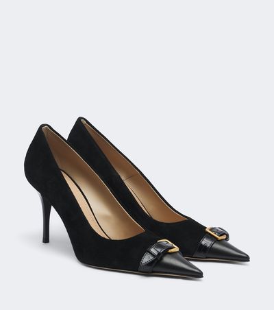 JW Anderson JW Anderson Embellished leather-trimmed suede pumps