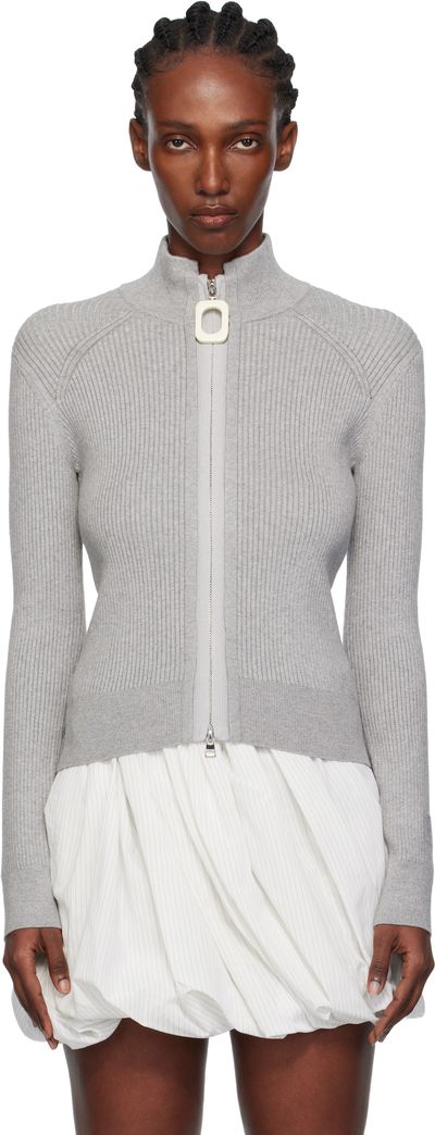 JW Anderson JW Anderson Gray Fitted Zip Up Sweater