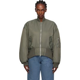 JW Anderson JW Anderson Gray Oversized Curved Hem Bomber Jacket