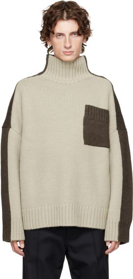 JW Anderson JW Anderson Khaki Two Tone Patch Pocket Turtleneck