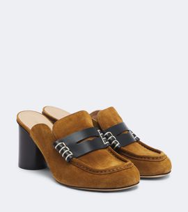 JW Anderson JW Anderson Leather-trimmed suede mules