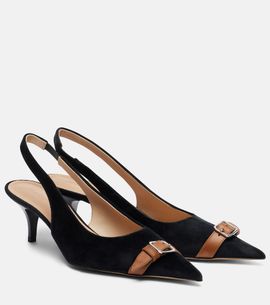 JW Anderson JW Anderson Leather-trimmed velvet slingback pumps