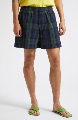 JW Anderson JW Anderson Plaid Cotton Seersucker Shorts