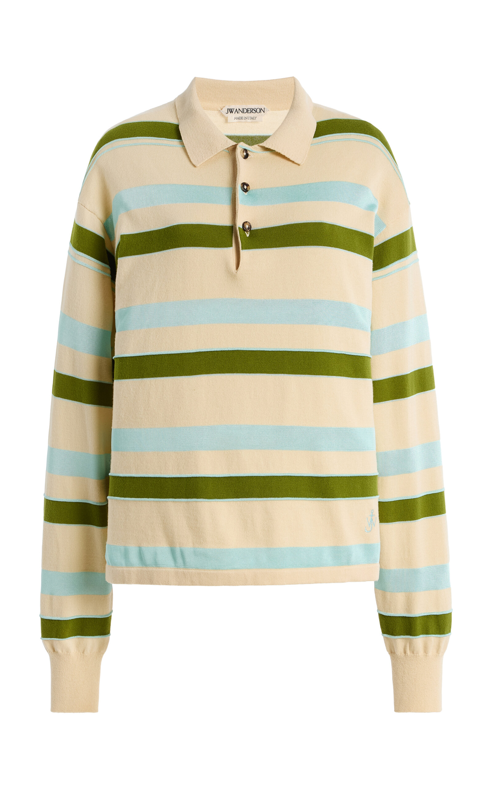 JW Anderson JW Anderson Rubgy Striped CottonWool Knit Polo Shirt