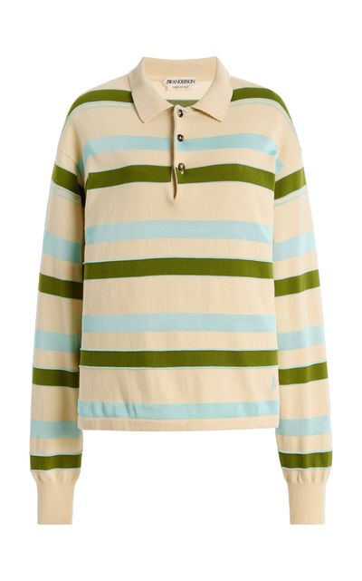 JW Anderson JW Anderson Rubgy Striped CottonWool Knit Polo Shirt