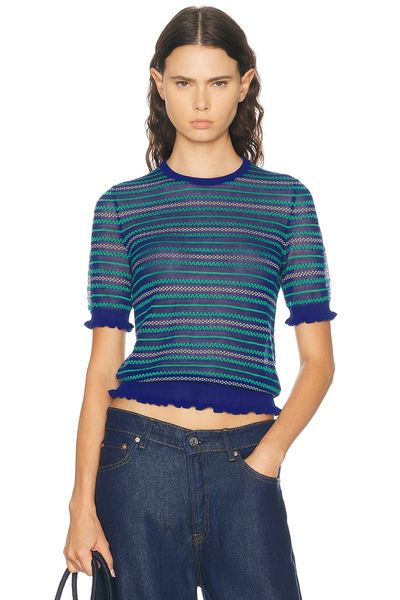 JW Anderson JW Anderson Short Sleeve Sheer Fairisle Top