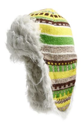 JW Anderson JW Anderson Stripe Faux Fur Lined Wool Trapper Hat