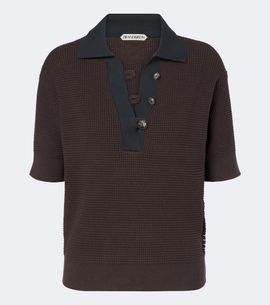 JW Anderson JW Anderson Waffle-knit cotton and cashmere-blend polo shirt