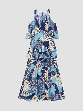 JW Anderson JW Anderson Women's Cutout-Shoulder Ruffled Maxi Dress