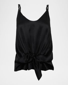 JW Anderson Knotted Crinkled Silk Tank Top