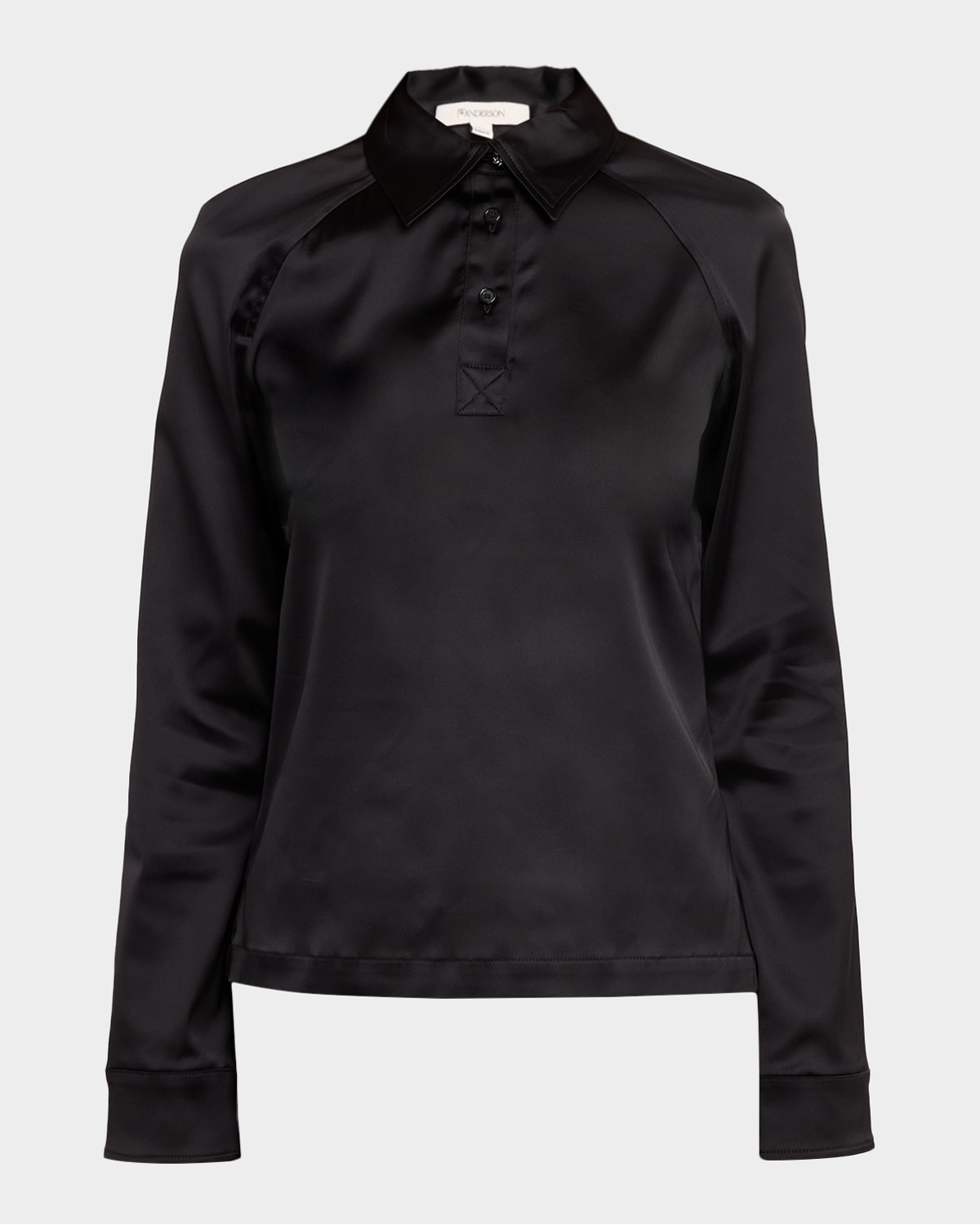 JW Anderson Satin Long-Sleeve Polo Shirt