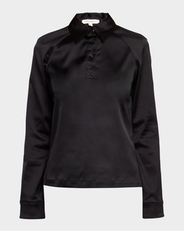 JW Anderson Satin Long-Sleeve Polo Shirt