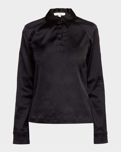 JW Anderson Satin Long-Sleeve Polo Shirt