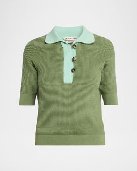 JW Anderson Short-Sleeve Textured Knit Polo Sweater