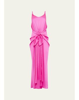 JW Anderson Sleeveless Knotted Crinkle Silk Maxi Dress