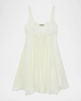 JW Anderson Sweetheart-Neckline Pleated Babydoll Dress