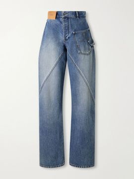 JW ANDERSON Twisted asymmetric embroidered high-rise jeans