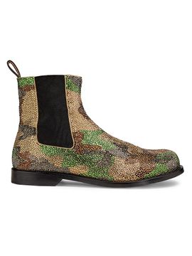JW Anderson Women's 25MM Crystal-Embellished Camouflage Chelsea Boots