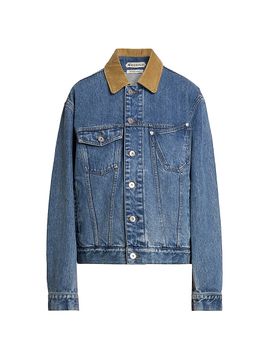 JW Anderson Women's Corduroy-Collar Denim Jacket