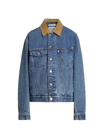 JW Anderson Women's Corduroy-Collar Denim Jacket