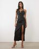 JW PEI JW PEI 3D floral appliques thigh-high side slit maxi dress in black - 1
