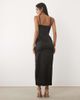 JW PEI JW PEI 3D floral appliques thigh-high side slit maxi dress in black - 4