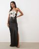 JW PEI JW PEI 3D orchid embroidered halterneck maxi dress in black - 1