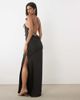 JW PEI JW PEI 3D orchid embroidered halterneck maxi dress in black - 4