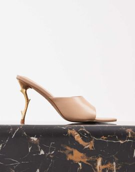 JW PEI JW Pei Aurora peep toe heeled mules in beige-Neutral