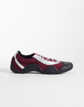 JW PEI JW PEI Caitlin faux suede lace-up ballet sneakers in burgundy & light gray-Red
