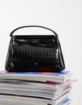JW PEI JW PEI Carmen top handle bag in black croc