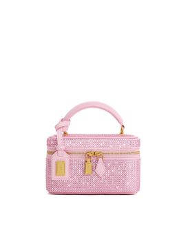 JW PEI JW PEI Cleo top handle vanity bag in pink crystal