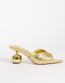JW PEI JW PEI Ellie braided sphere heel mules in gold tone