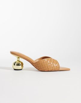 JW PEI JW PEI Ellie braided sphere heel mules in khaki-Green