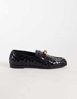 JW PEI JW PEI Elowen woven loafers with gold detailing in black