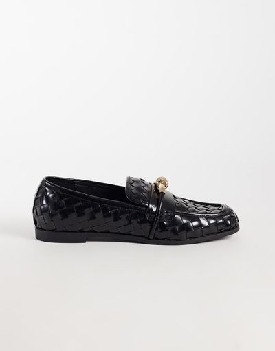 JW PEI JW PEI Elowen woven loafers with gold detailing in black