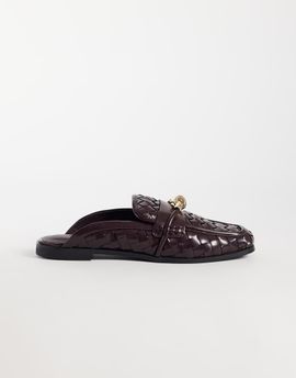 JW PEI JW PEI Elowen woven mule loafers with gold detailing in burgundy-RED