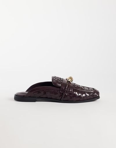 JW PEI JW PEI Elowen woven mule loafers with gold detailing in burgundy-RED
