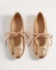 JW PEI JW PEI Erika topstitching lace up ballet flats in gold-Neutral - 3