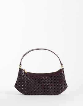 JW PEI JW PEI faux bamboo woven shoulder bag in deep claret-Red
