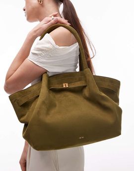 JW PEI JW PEI hana medium faux suede tote bag in olive green