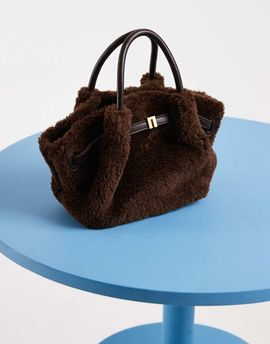JW PEI JW PEI Hana mini faux fur tote bag in chocolate brown