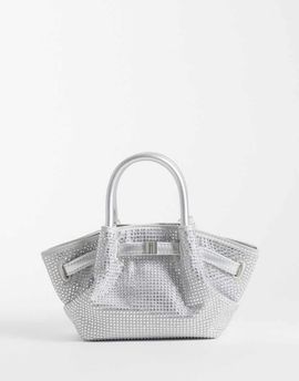 JW PEI JW PEI Hana tiny diamante tote bag in silver crystal
